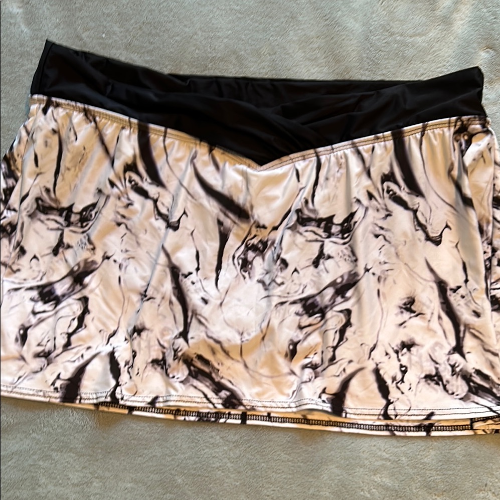 Black And White Marble Print Women's Skirt